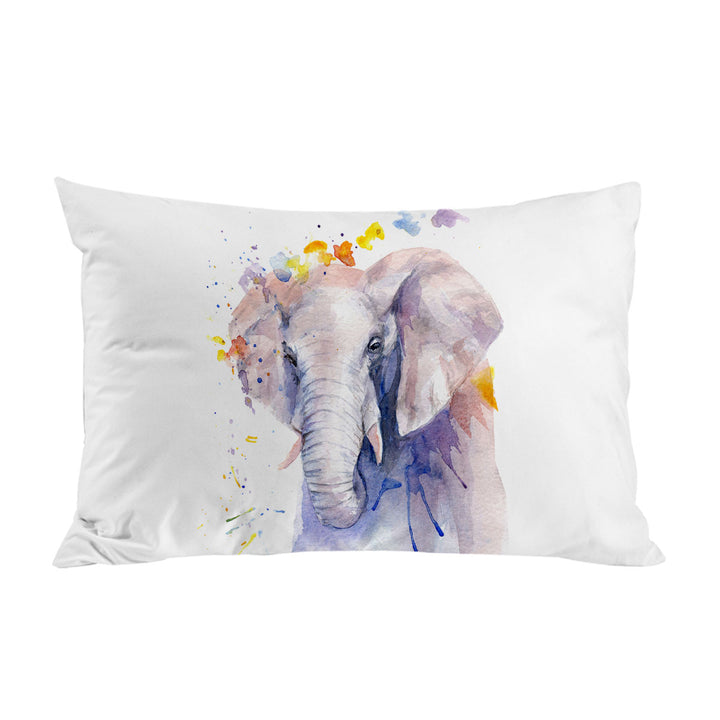 Watercolor Painting Purplish Elephant Pillow Cases