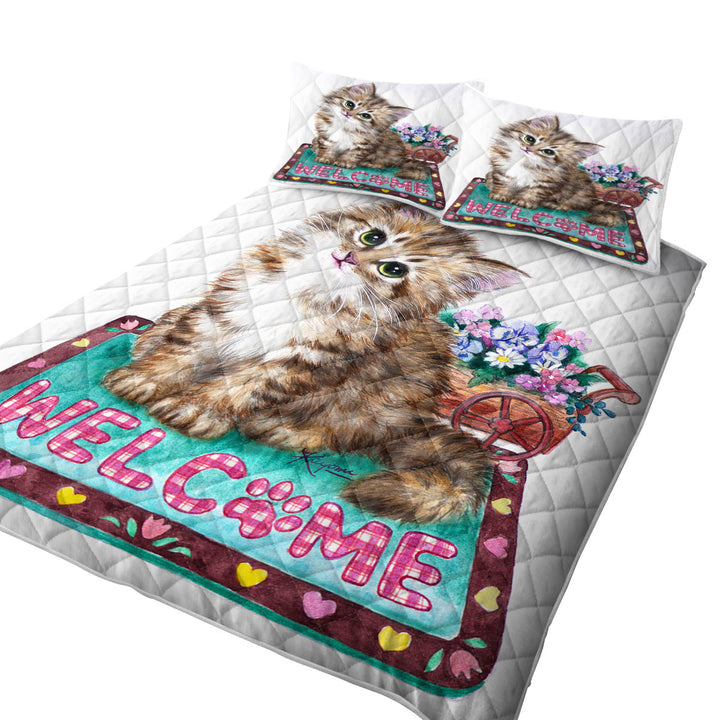 Welcome Flowers and Adorable Kitty Cat Coverlets