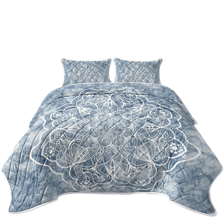 White Mandala on Greyish Marble Coverlet