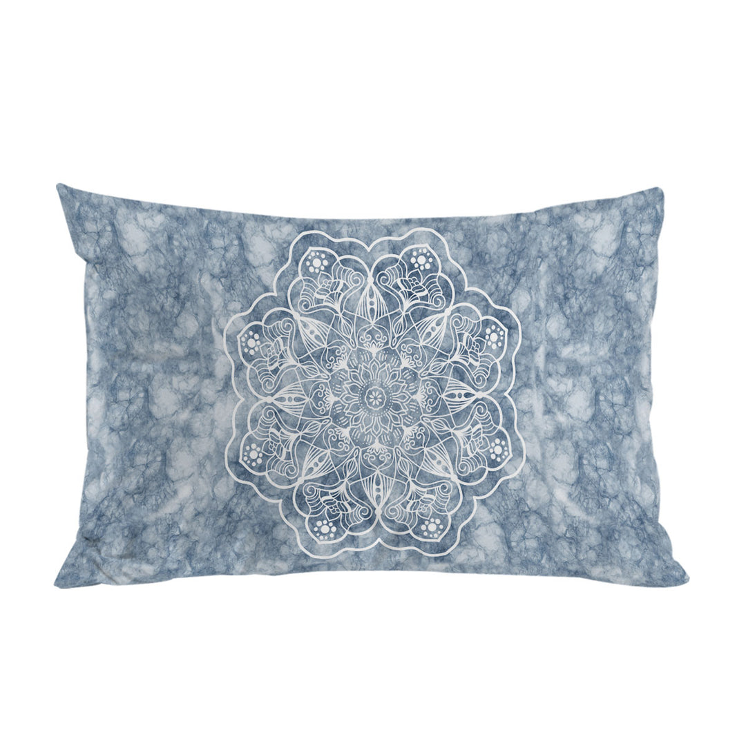 White Mandala on Greyish Marble Pillowcases