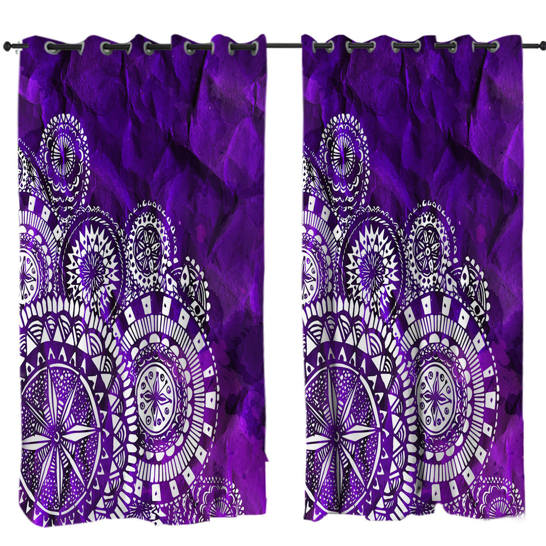 White Mandalas Over Purple Drapes