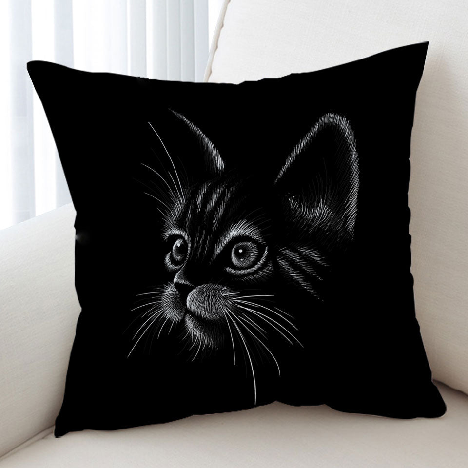 White Portrait Cat Kitten Cushion