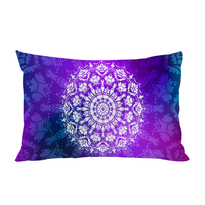 White Royal Floral Mandala over Purple King Pillow Cases