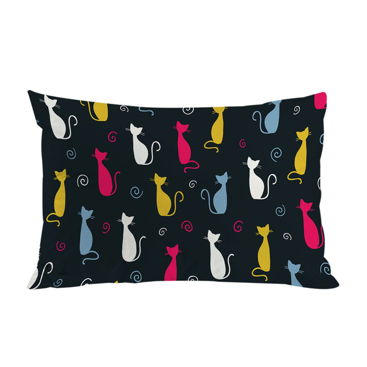 White Yellow Blue Pink Cats Pillowcase