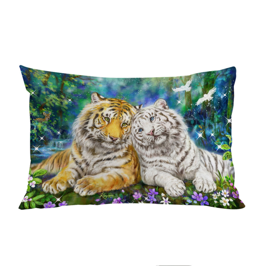 White and Orange Tigers in Love Custom Pillow Cases