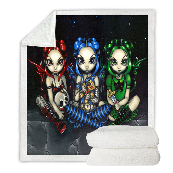 Wicked Fleece Blankets Tricksy and False Three Naughty Goth Faeries