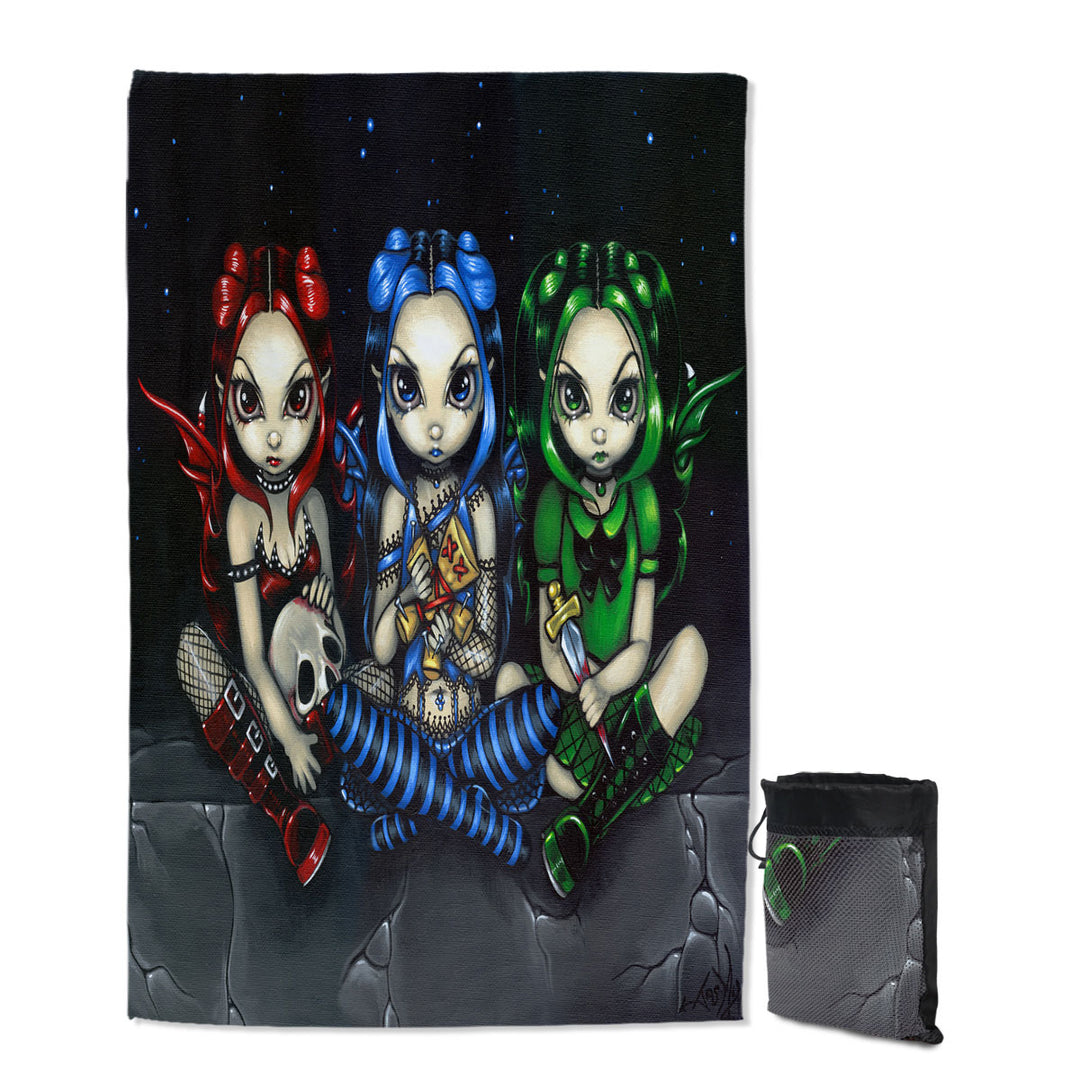Wicked Travel Beach Towels Tricksy and False Three Naughty Goth Faeries