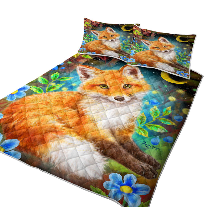 Wild Animal Art Paintings Fox in the Forest Coverlet
