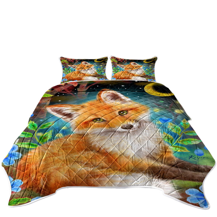Wild Animal Art Paintings Fox in the Forest Coverlets