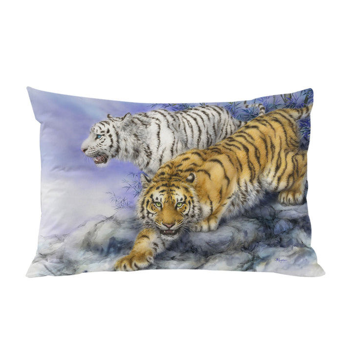 Wild Animal Art White and Orange Tigers Pillow Cases