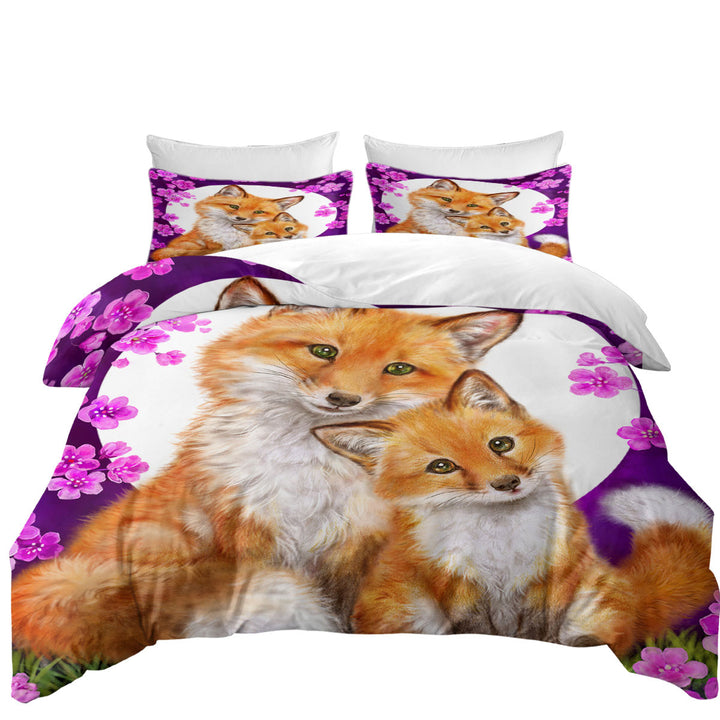 Wild Animals Art Flowery Nights Foxes Duvet Covers King