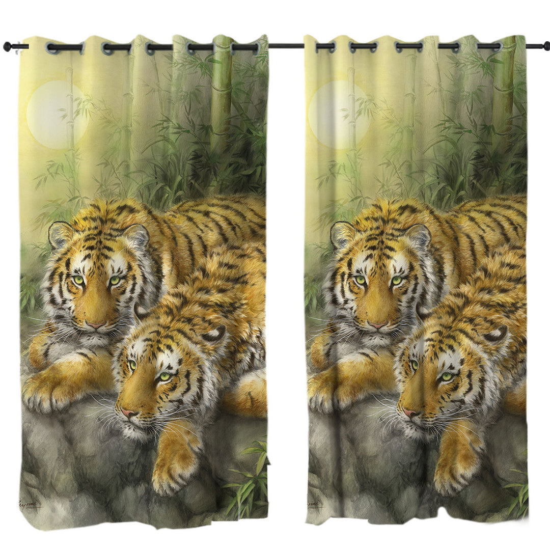 Wild Animals Art Tigers Forest Morning Curtains
