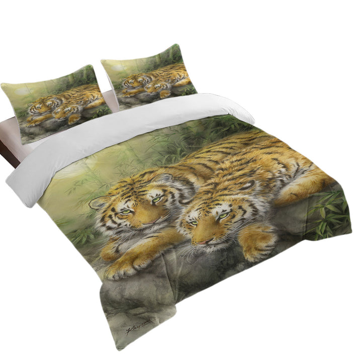 Wild Animals Art Tigers Forest Morning Daybed Covers Sets