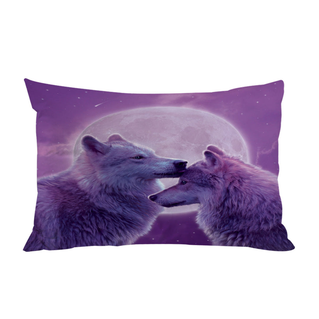 Wild Animals Purple Moon Loving Wolves Pillow Cases