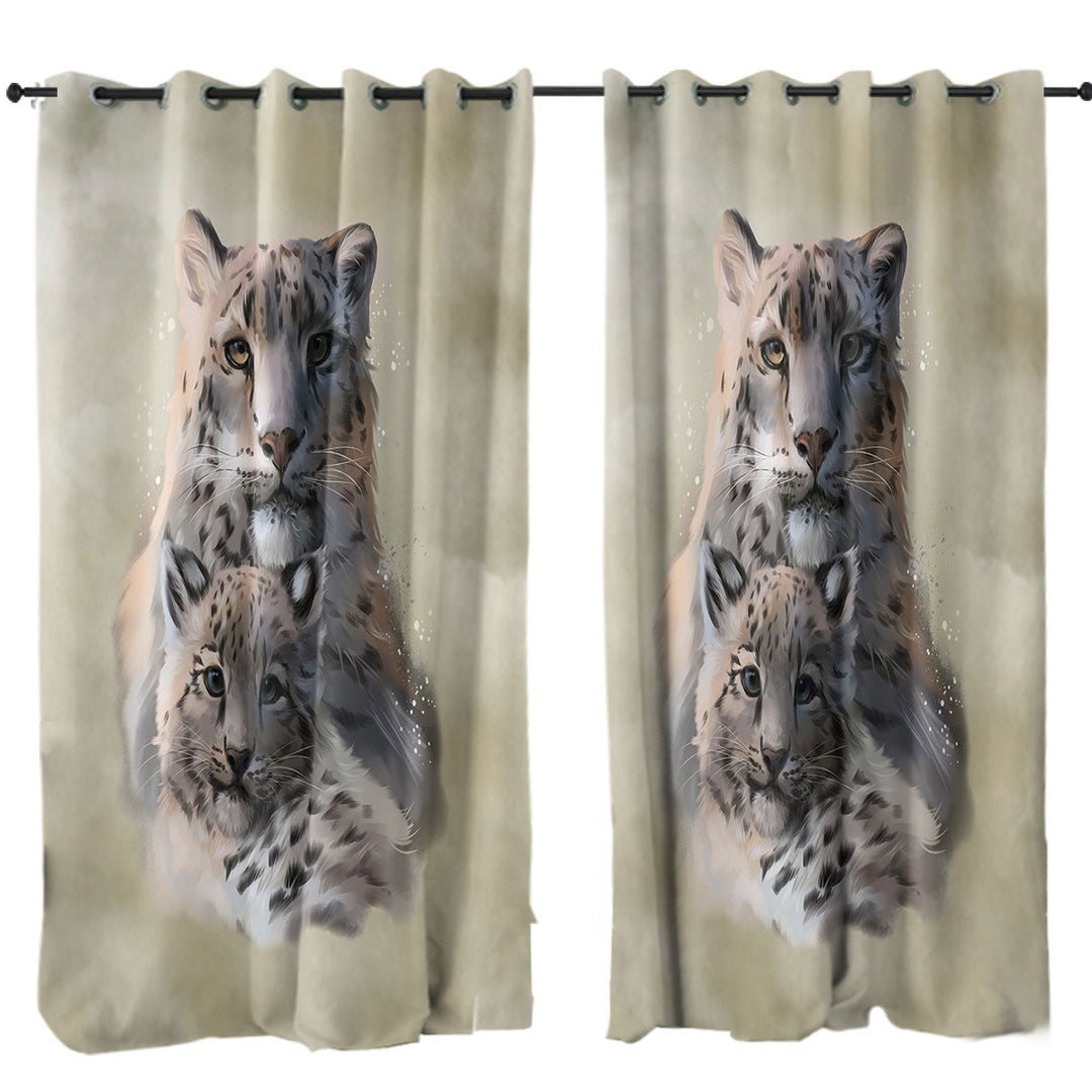 Wild Cats Painting Window Curtains