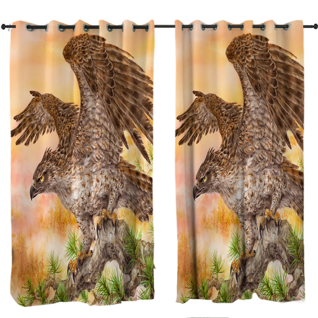Wild Life Animal Art Powerful Hawk Drapery