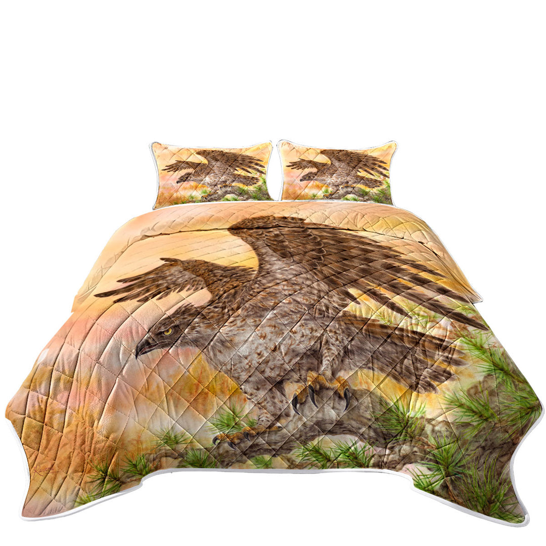 Wild Life Animal Art Powerful Hawk Quilts for Beds