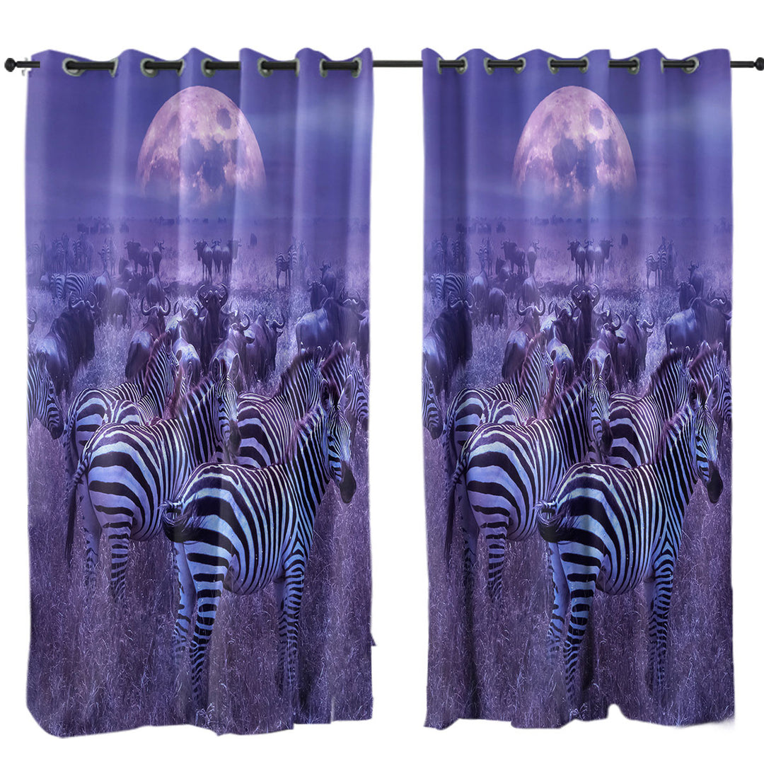 Wildebeest and Zebra in the Wild Curtains