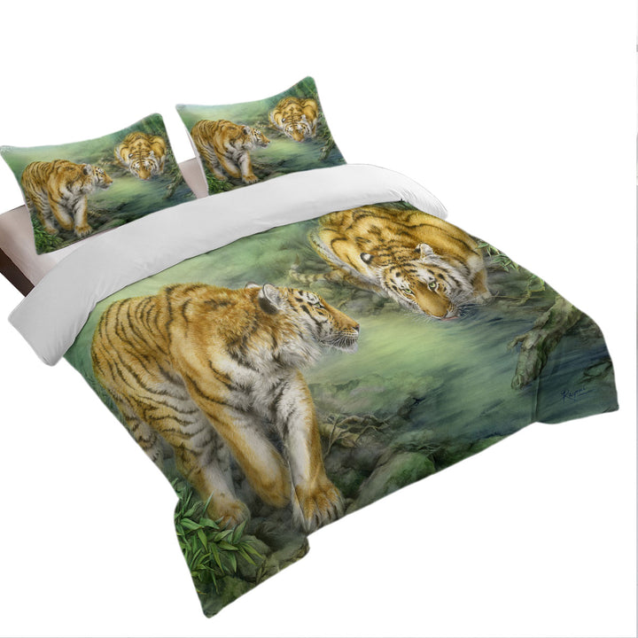 Wildlife Animal Art Two Tigers in the Jungle Duvet Cover