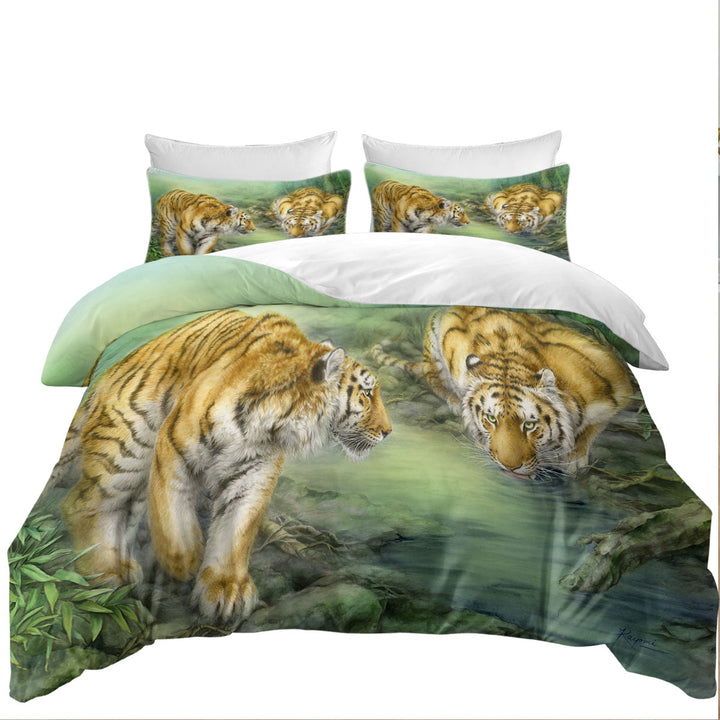 Wildlife Animal Art Two Tigers in the Jungle Duvet Covers