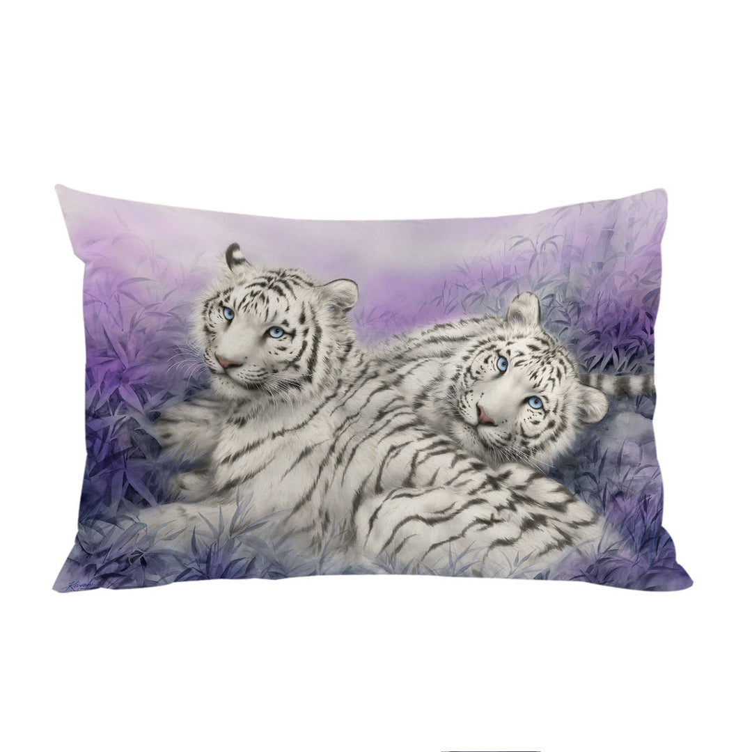 Wildlife Animal Art White Tiger Couple Pillow Cases