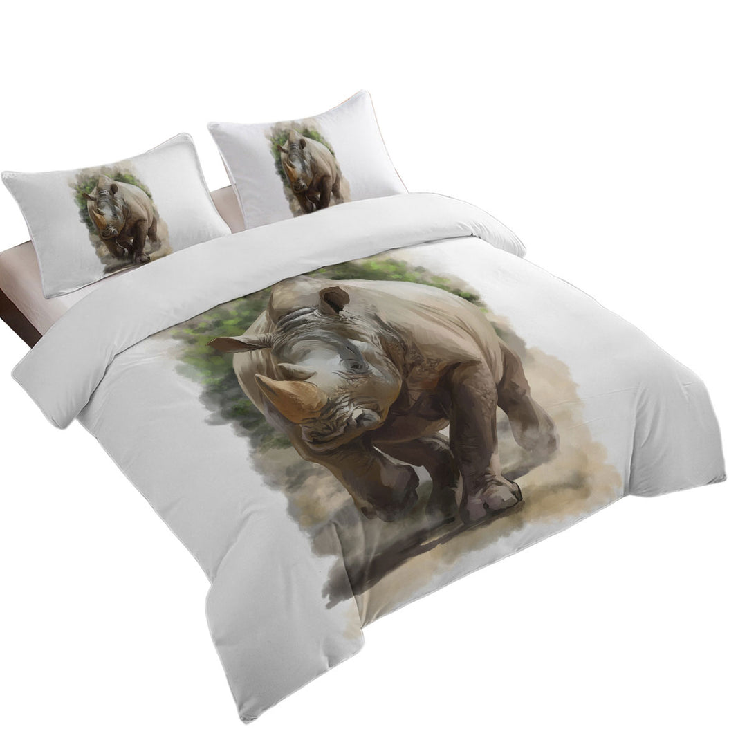 Wildlife Art Painting Rhino Daybed Covers Sets