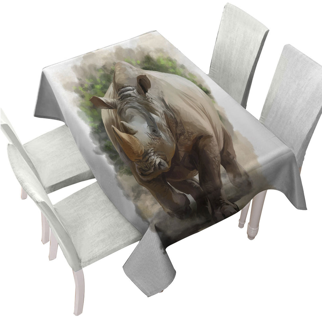 Wildlife Art Painting Rhino Tablecloths