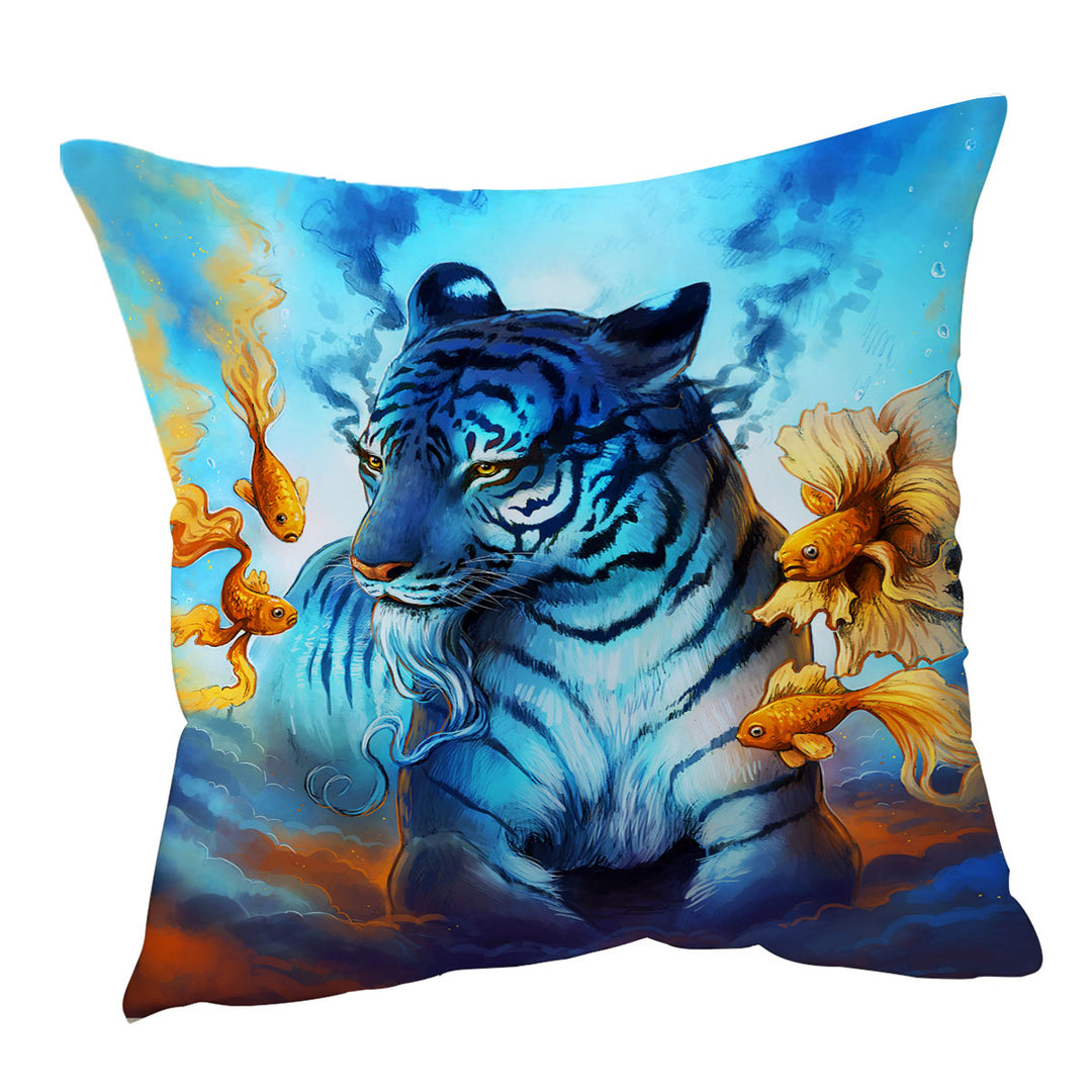 Wildlife Cushion Covers Painting Dream Gold Fish and Tiger