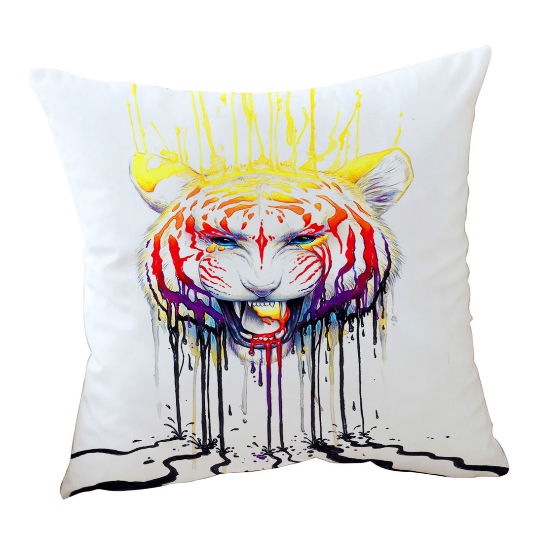 Wildlife Cushions Painting Fading Colorful Tiger