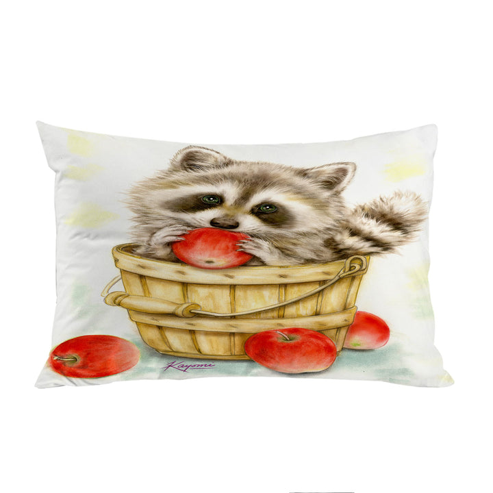 Wildlife Cute Animal Art Apple Basket Raccoon Pillowcases