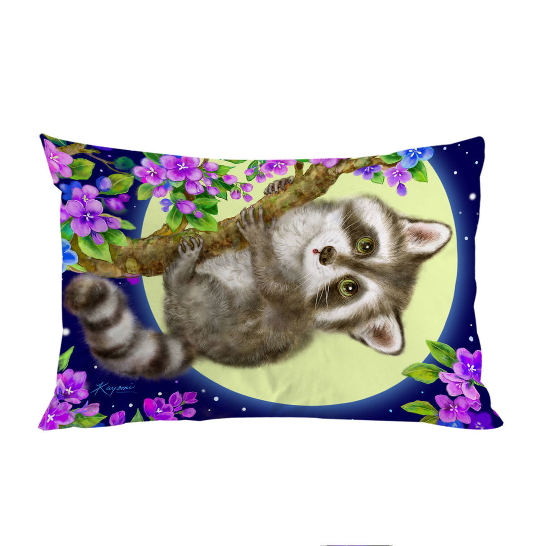 Wildlife Cute Animal Art Moonlight Raccoon Pillowcase