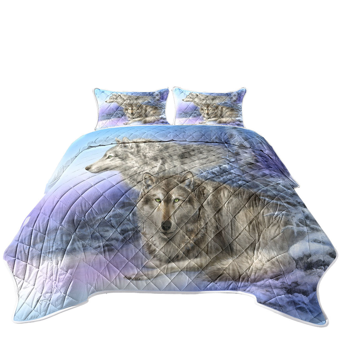 Wildlife Drawings Snow Forest Wolves Quilt Stores Near Me