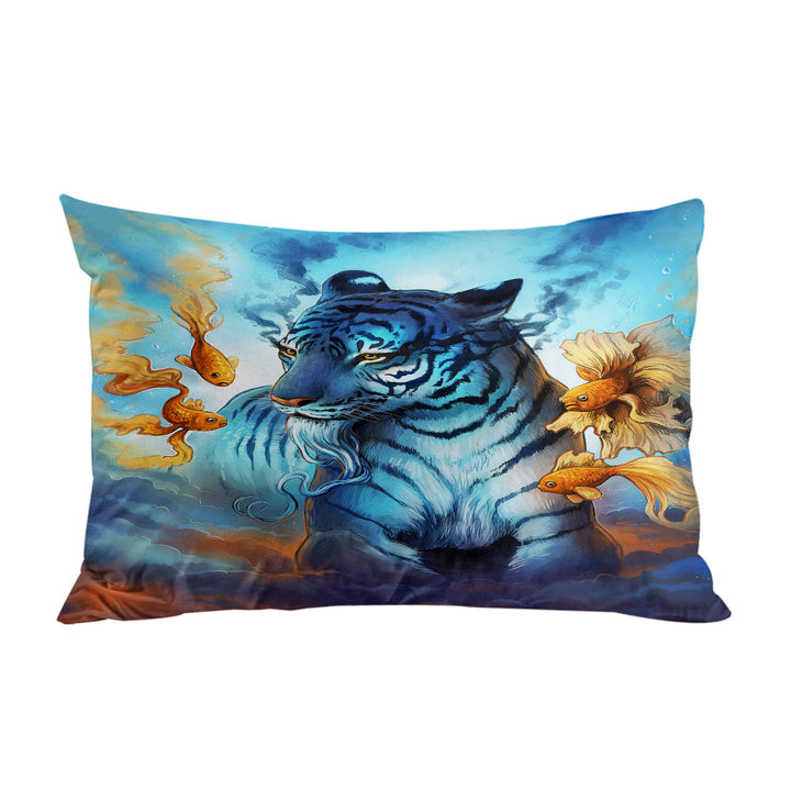 Wildlife Painting Dream Gold Fish and Tiger Pillow Cases