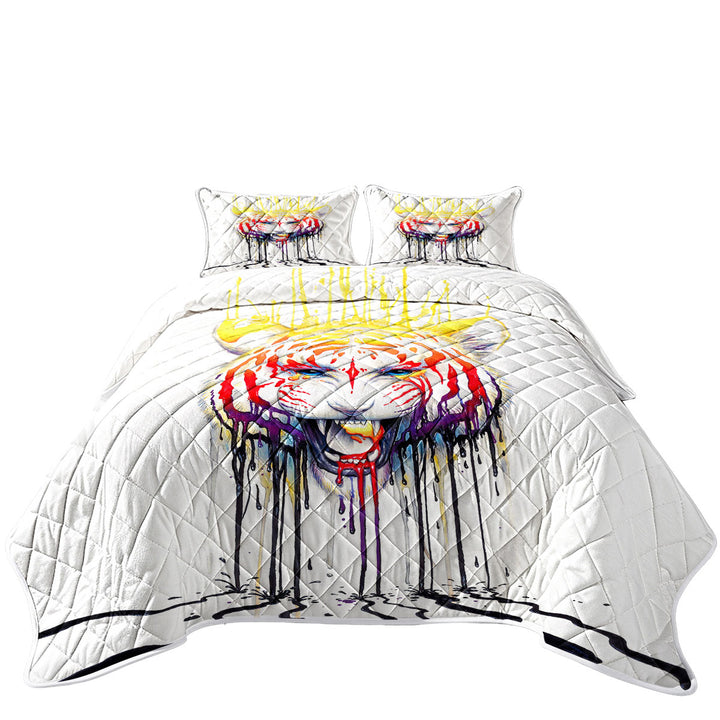 Wildlife Painting Fading Colorful Tiger Coverlets