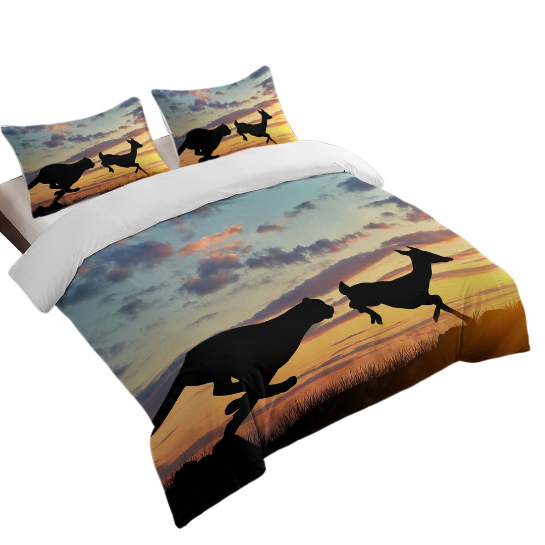 Wildlife Sunset Cheetah VS Impala Duvet Cover set