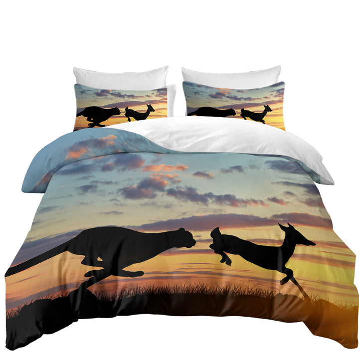 Wildlife Sunset Cheetah VS Impala Duvet Covers