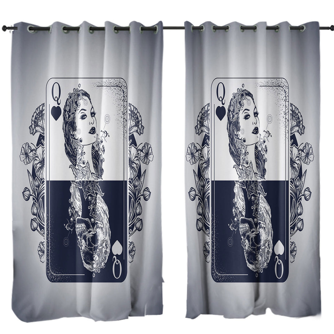Window Curtains with Cool Queen and Scary X ray Card