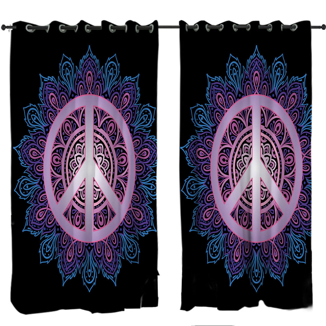 Window Curtains with Mandala Peace