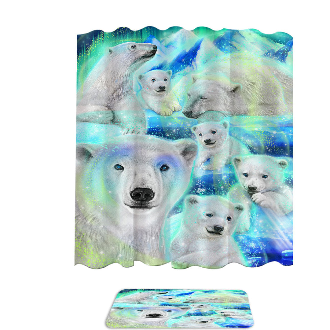 Winter Aurora Art Day Dream Polar Bears Shower Curtains