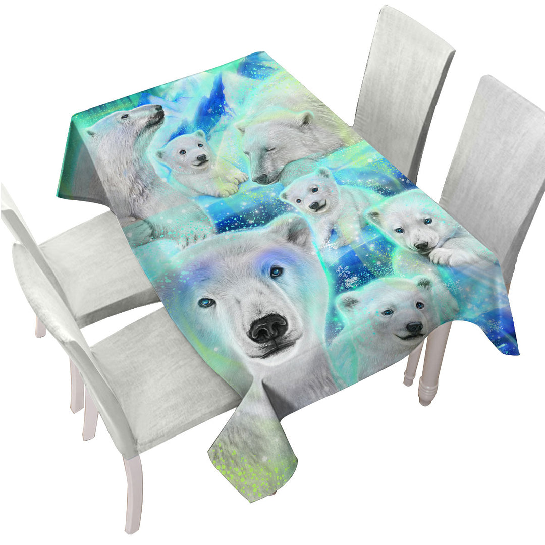 Winter Aurora Art Day Dream Polar Bears Tablecloth
