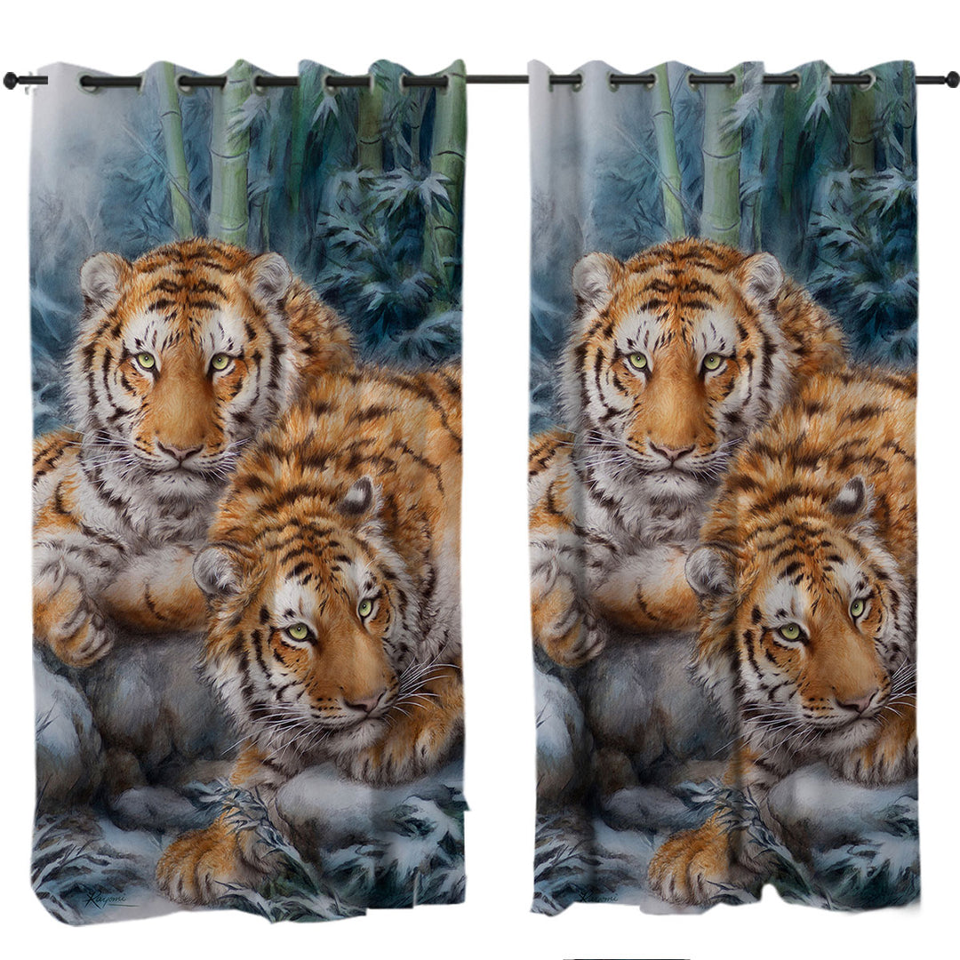 Winter Bamboos Wild Tigers Curtains for Living Room