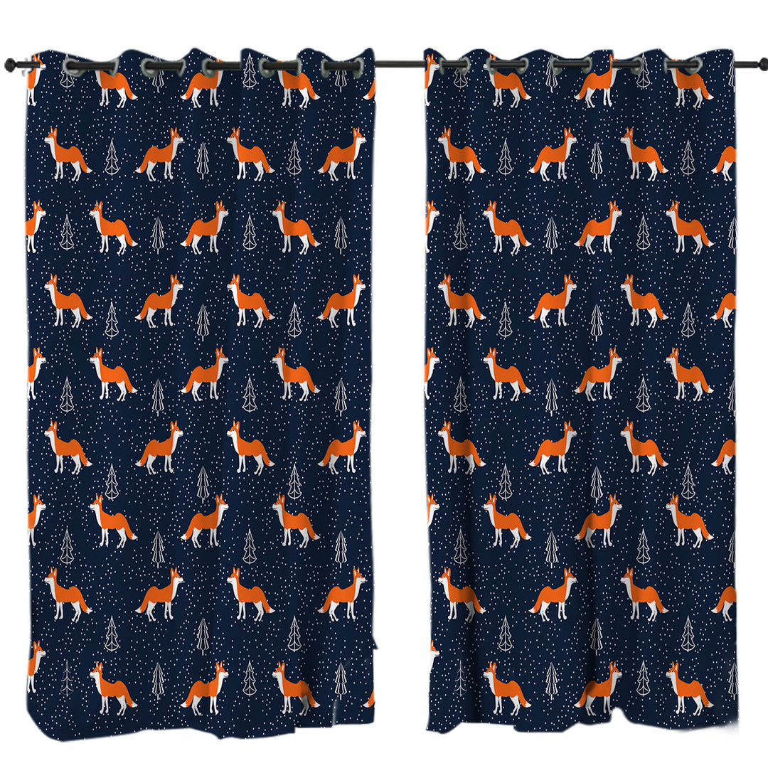Winter Fox Pattern Drapes for Living Room