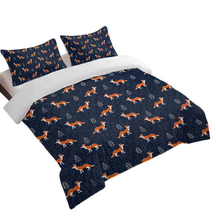 Winter Fox Pattern Duvet Cover