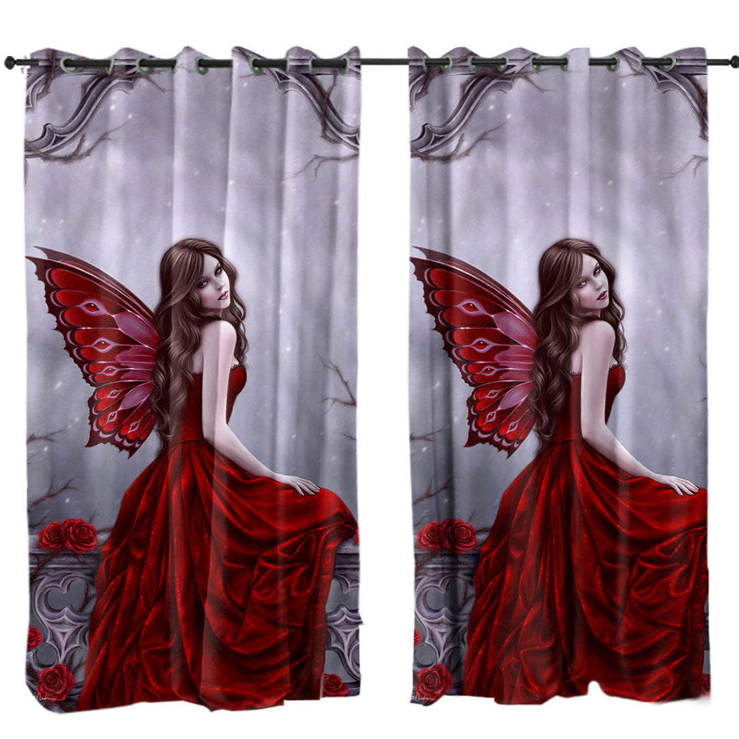Winter Rose the Beautiful Butterfly Woman Curtains for Living Room