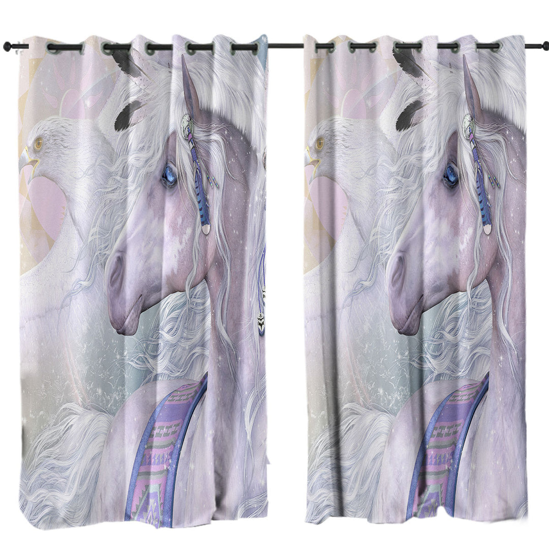 Winter Solstice Dazzling Native American White Horse Drapery