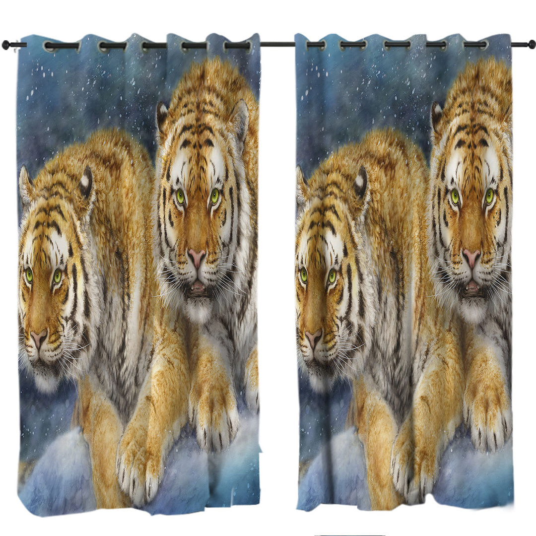 Winter Storm Tigers Curtain