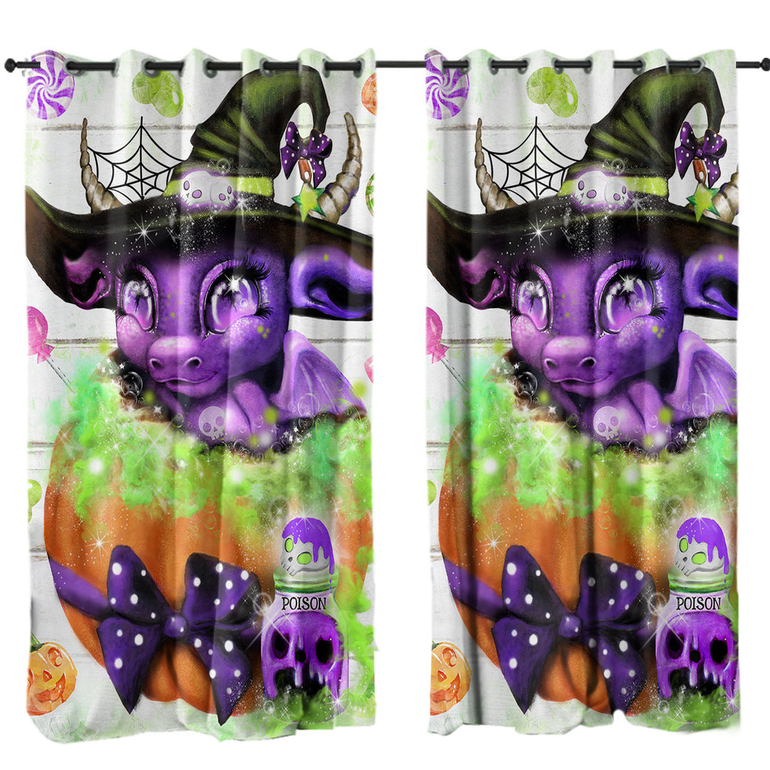 Witchy Halloween Lil Dragon Curtain