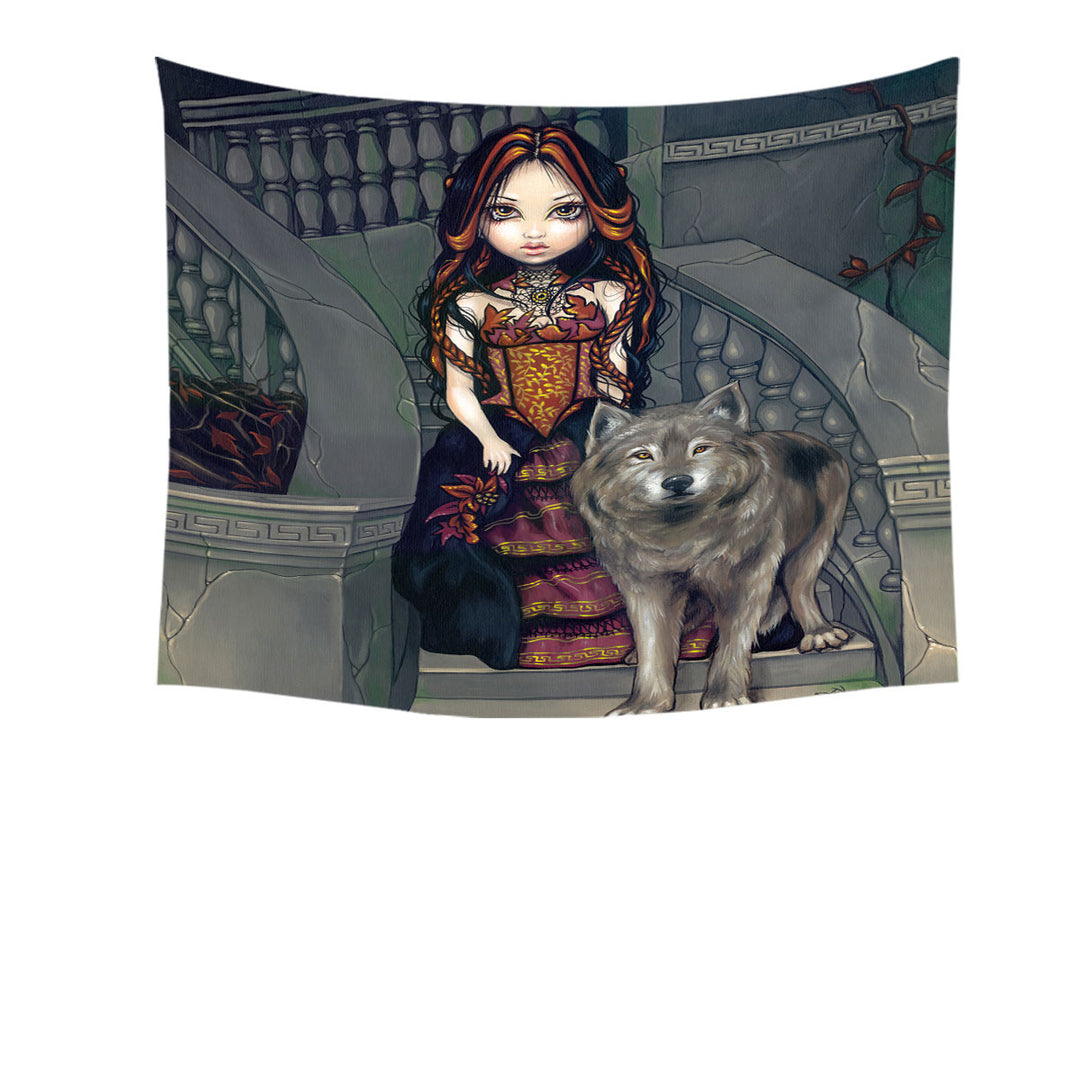Wolf Countess an Aristocratic Beautiful Girl Tapestry