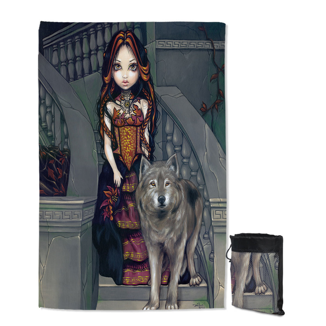 Wolf Countess an Aristocratic Beautiful Girl Unique Beach Towels for Travel