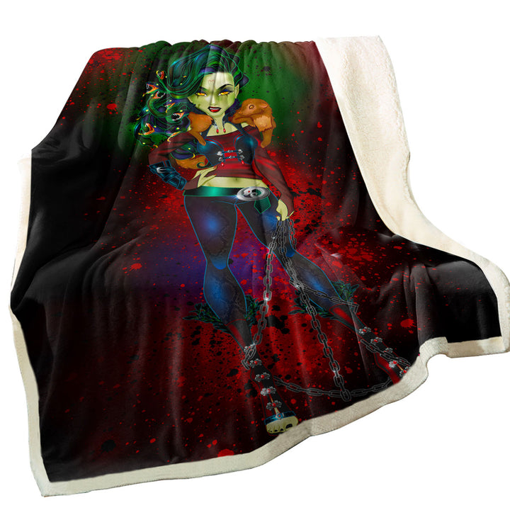 Women Throws Dark Art Goth Tough Medusa